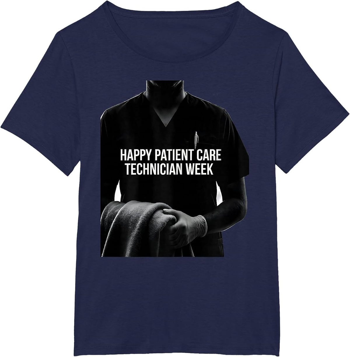 Women's Happy Patient Care Technician Week Appreciation Gift PCT T-Shirt - Navy Blue