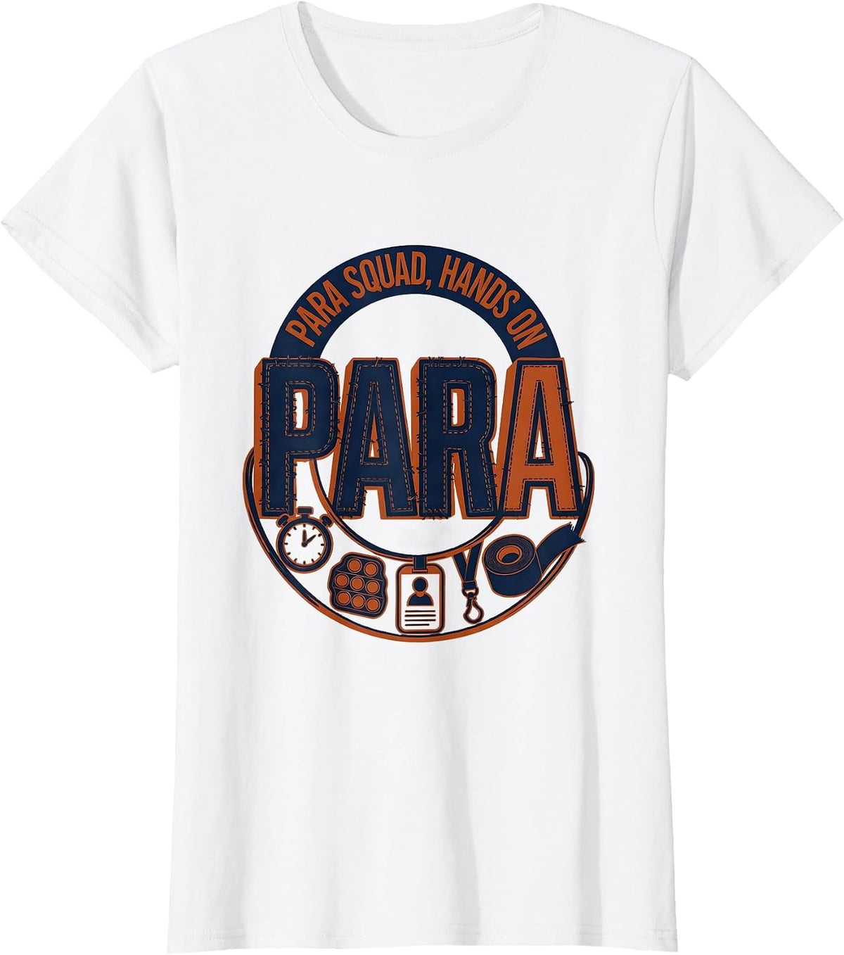 Women's Para Squad Hands On Bold Screenprint Back To School T-Shirt - White