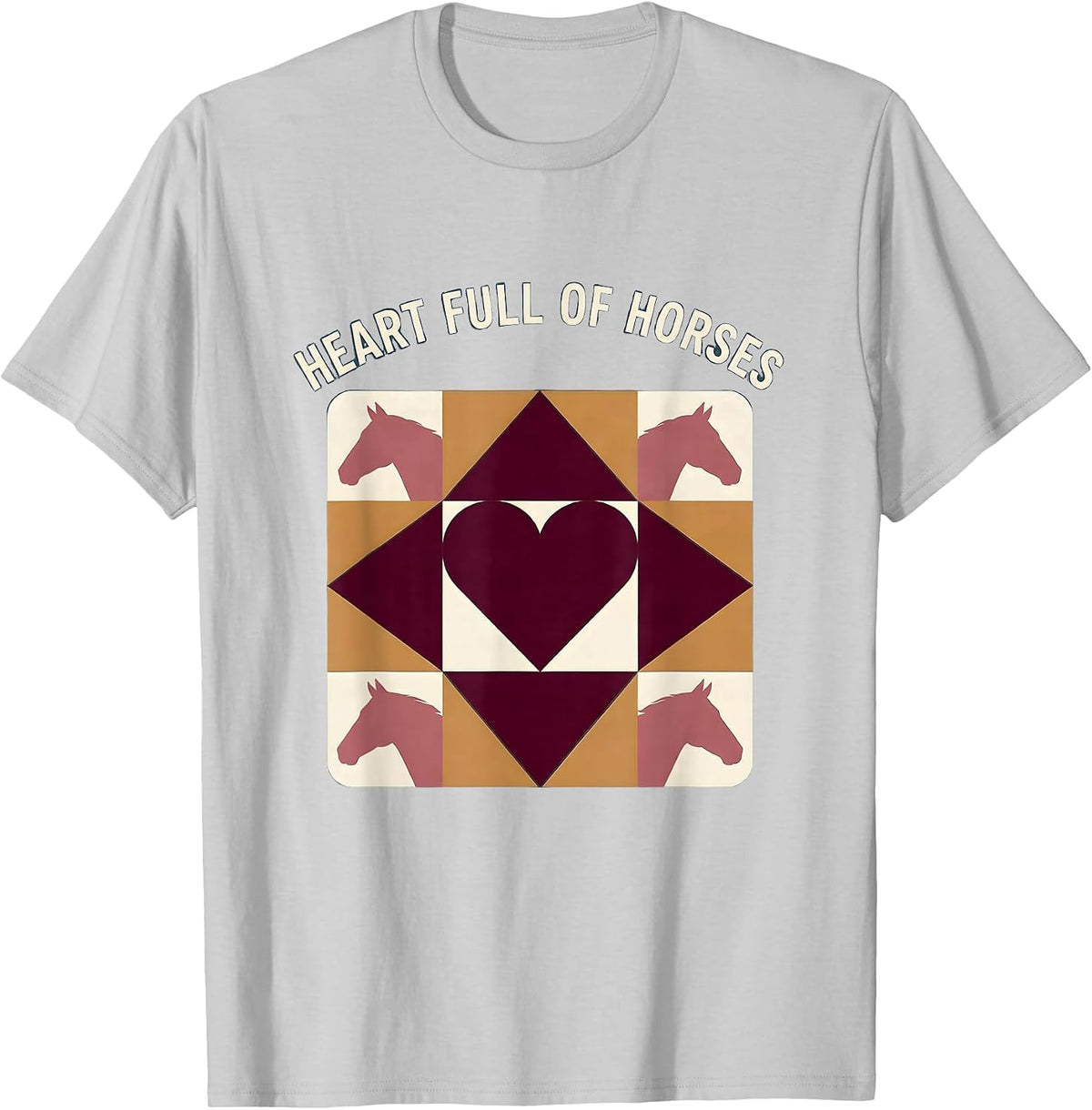 Men's Heart Full Of Horses Cowgirl Design T-Shirt - Silver Grey