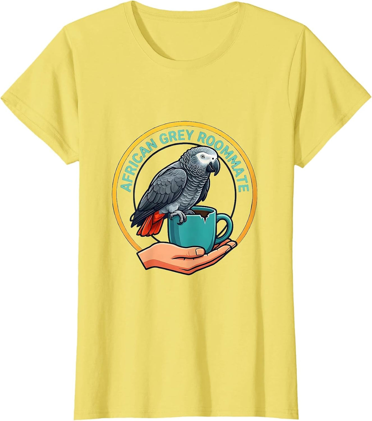 African Grey Roommate Funny Parrot Lover Bird Owner Gift T-Shirt - Lemon Yellow