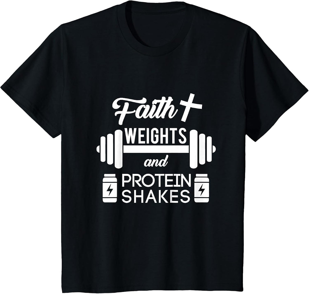 Christian Workout Faith Weigths Protein Shakes T-Shirt - Black