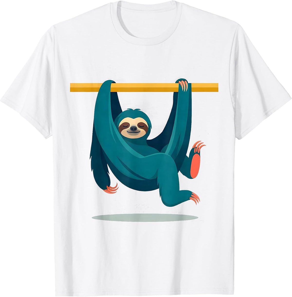 Men's Broad Sloth Hammock Funny Lazy Humor Novelty Gift T-Shirt - White