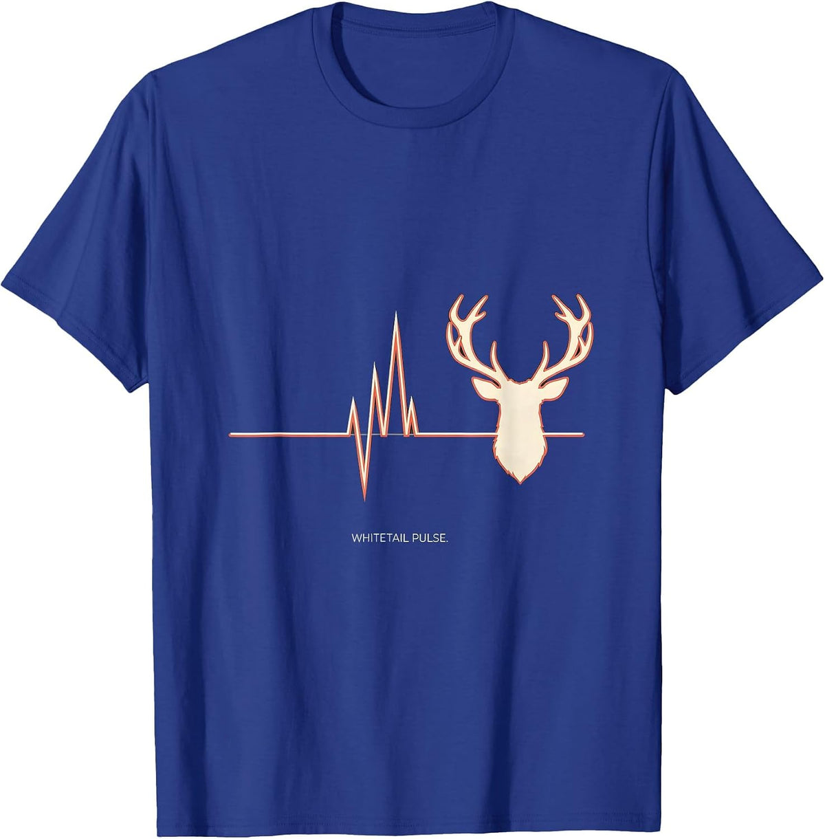 Men's Whitetail Pulse Flat Vector Hunting Heartbeat Wildlife Lover T-Shirt - Royal Blue