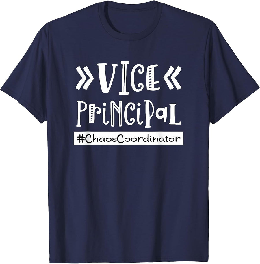 Vice Principal Chaos Coordinator School Funny Quote T-Shirt - Navy Blue