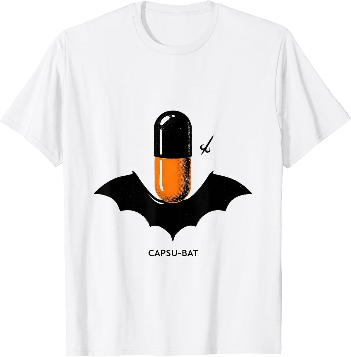 Men's Capsu-Bat Minimalist Pharmacy Halloween Pharmacist Tech Crew T-Shirt - White