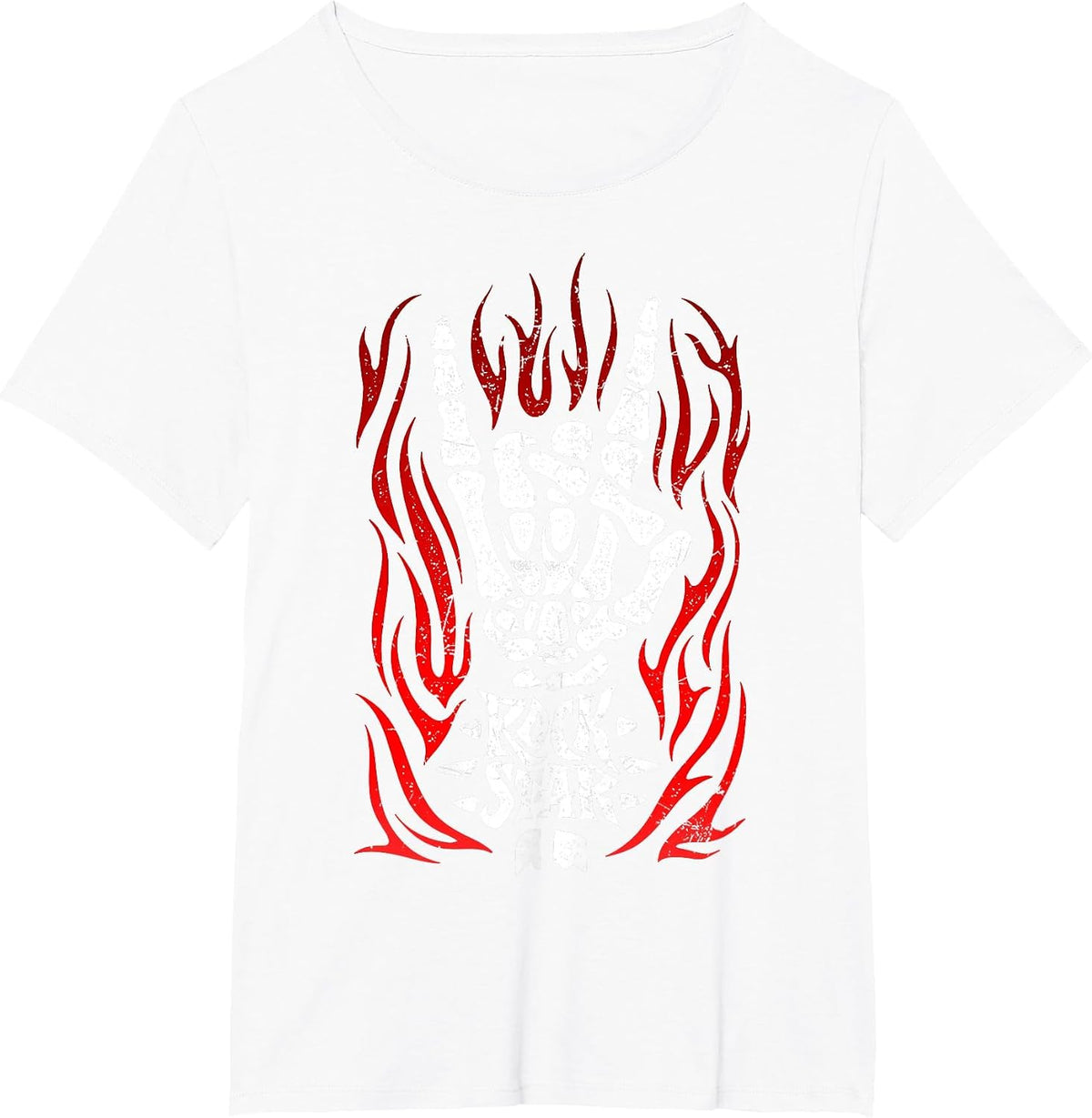 Skeleton Rock Star Tee Heavy Metal Extreme Music Musician T-Shirt - White