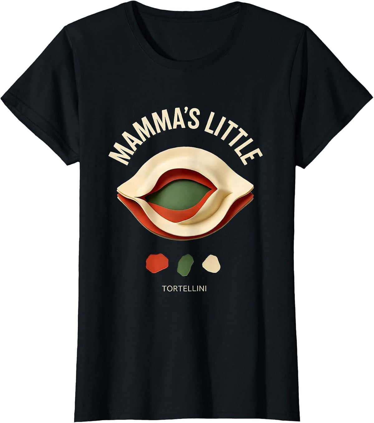 Women's Mamma's Little Tortellini Funny Italian-American Family T-Shirt - Black