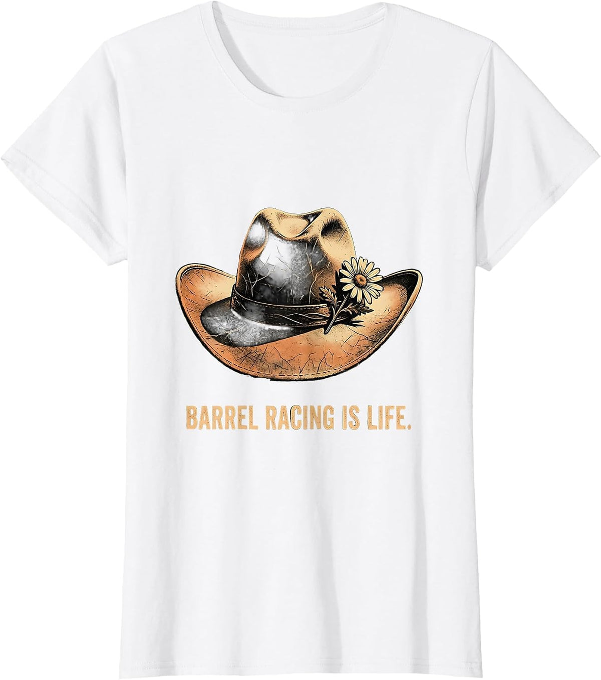 Barrel Racing Is Life Western Cowgirl Design T-Shirt - White