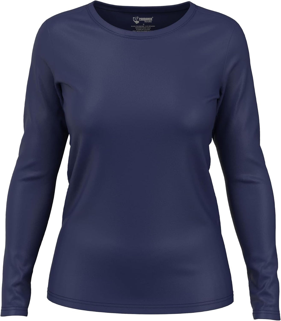 Nurse Uniform Top Women's Breathable V-Neck Scrubs Long Sleeve Shirt, Comfortable Stretch Healthcare Work Uniform for Nurses