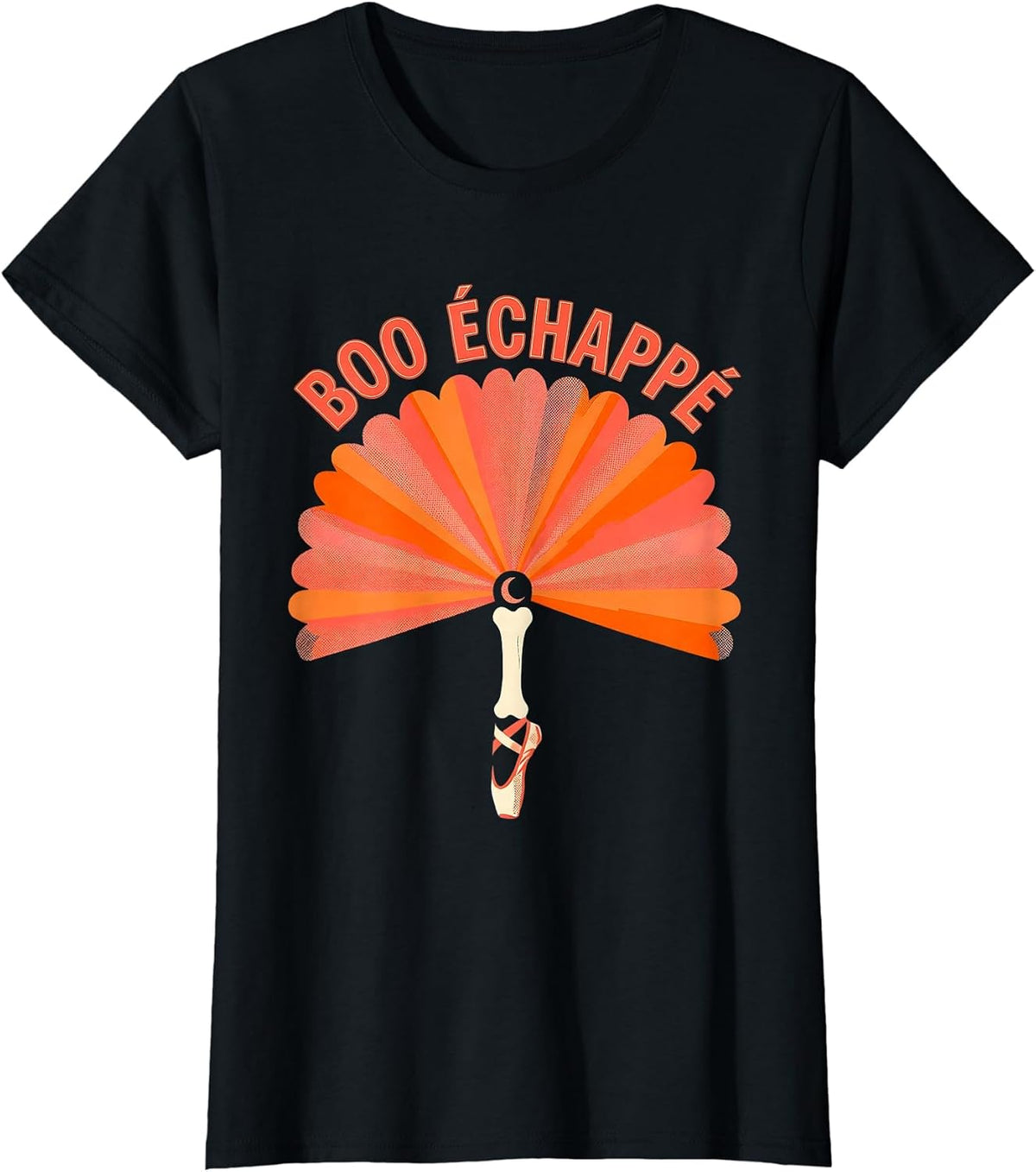 Boo Échappé Risograph Skeleton Ballerina Halloween Costume T-Shirt - Black