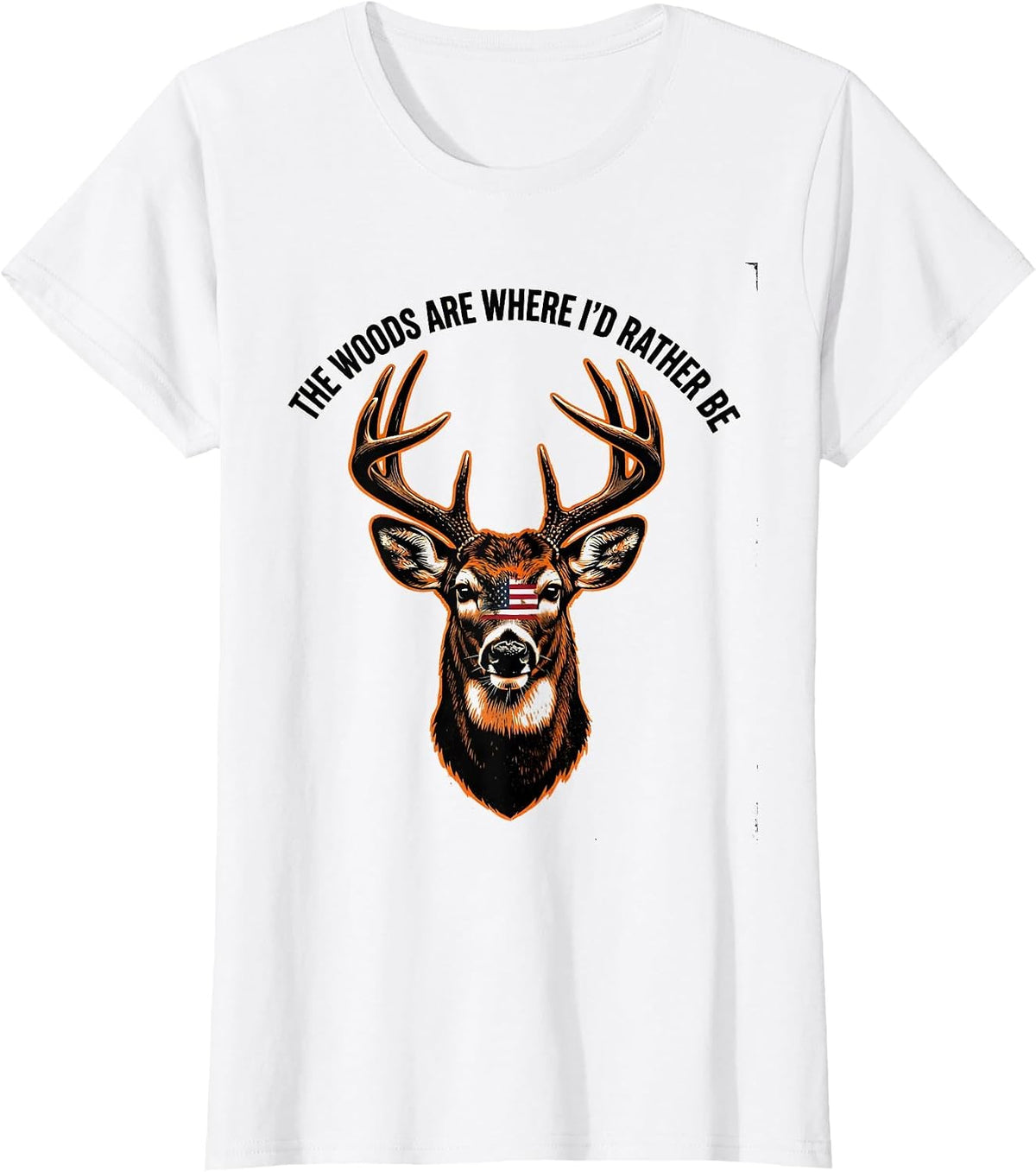 Women's The Woods Are Where I'd Rather Be Stencil Whitetail Buck T-Shirt - White