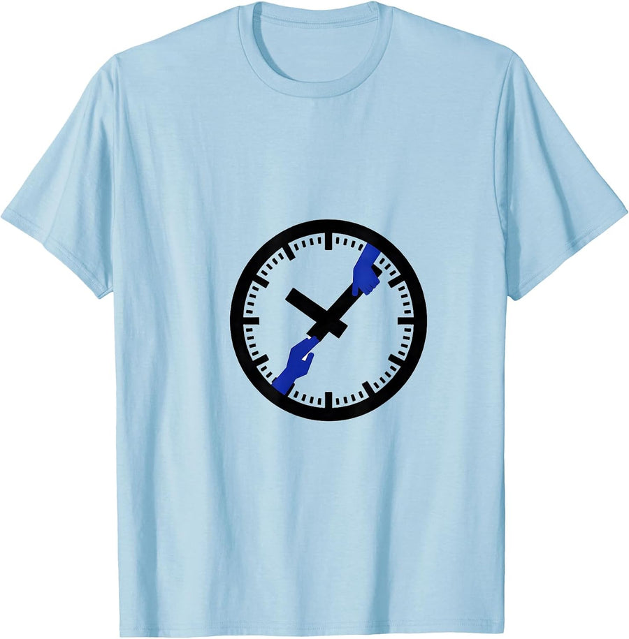 Men's Swiss Clock Pharmacy Tech Humor Gift T-Shirt - Baby Blue