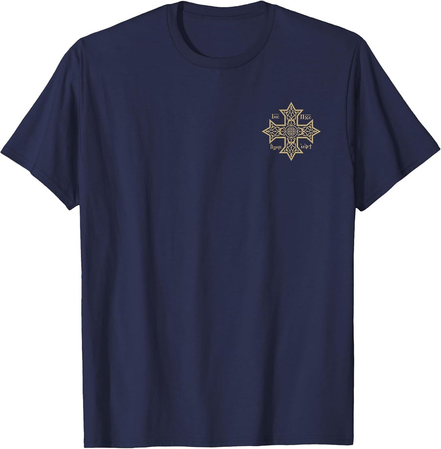 Coptic Cross Coptic Orthodox Church Eastern Christian Symbol T-Shirt - Navy Blue