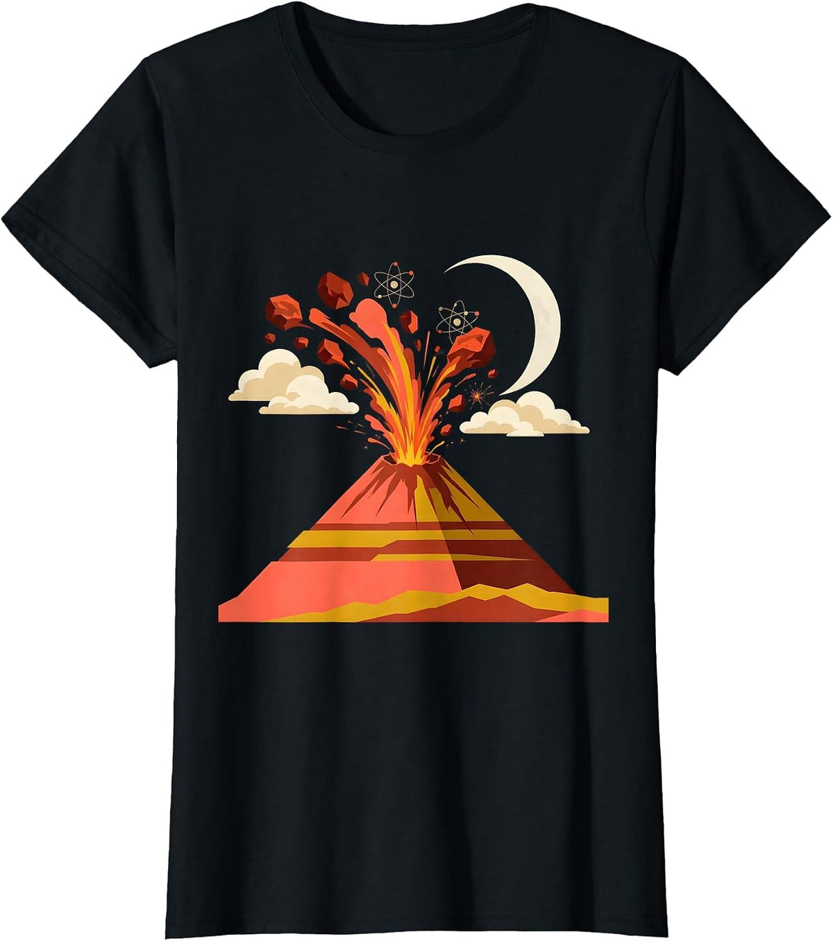 Mount Etna Night Eruption Italy Volcano T-Shirt - Black