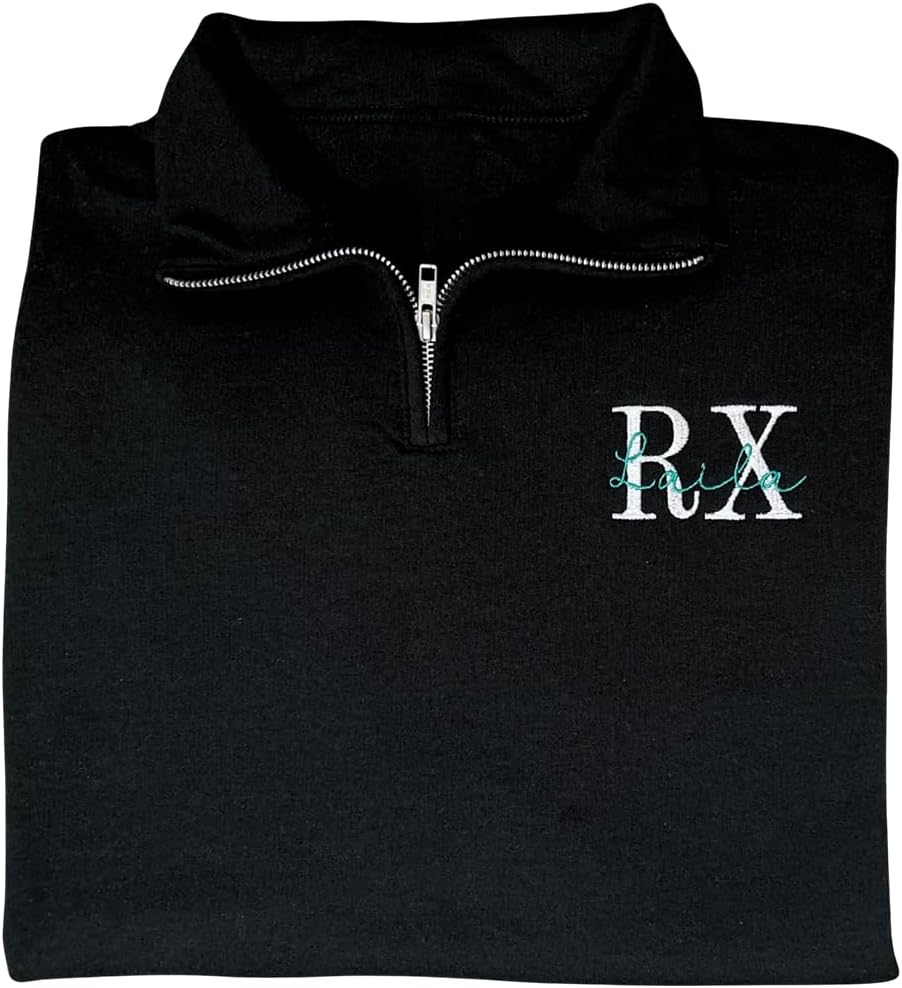 Embroidered Pharmacist Quarter Zip Sweatshirt - Personalized Rx Pharmacy Tech Student Gift - Design 6