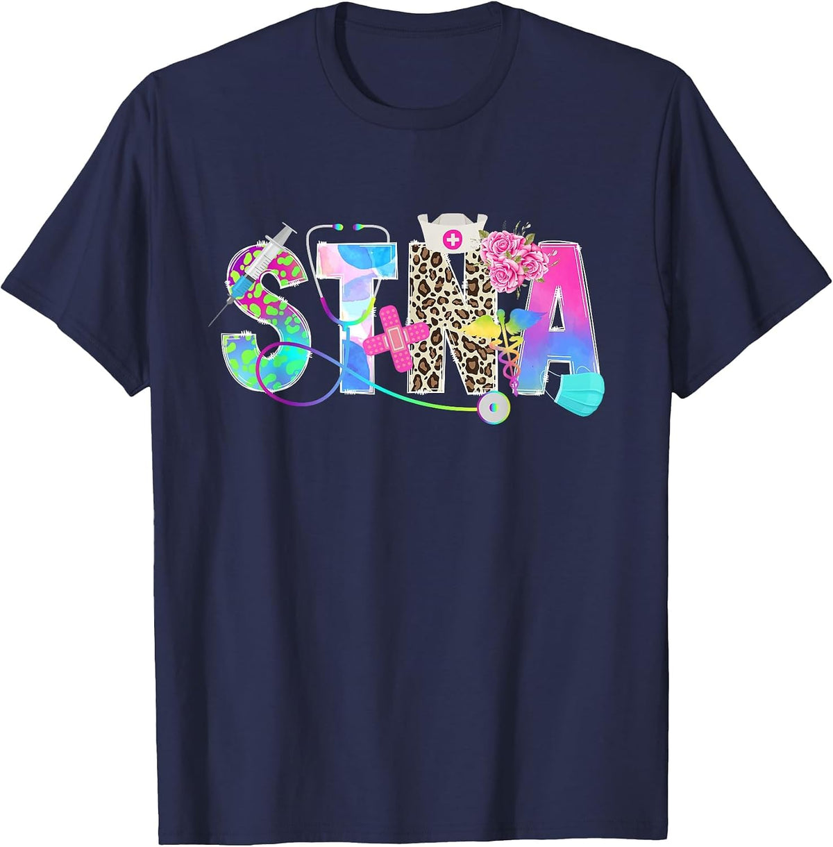 STNA State Tested Nursing Assistant Cute STNA Nurse T-Shirt - Navy Blue