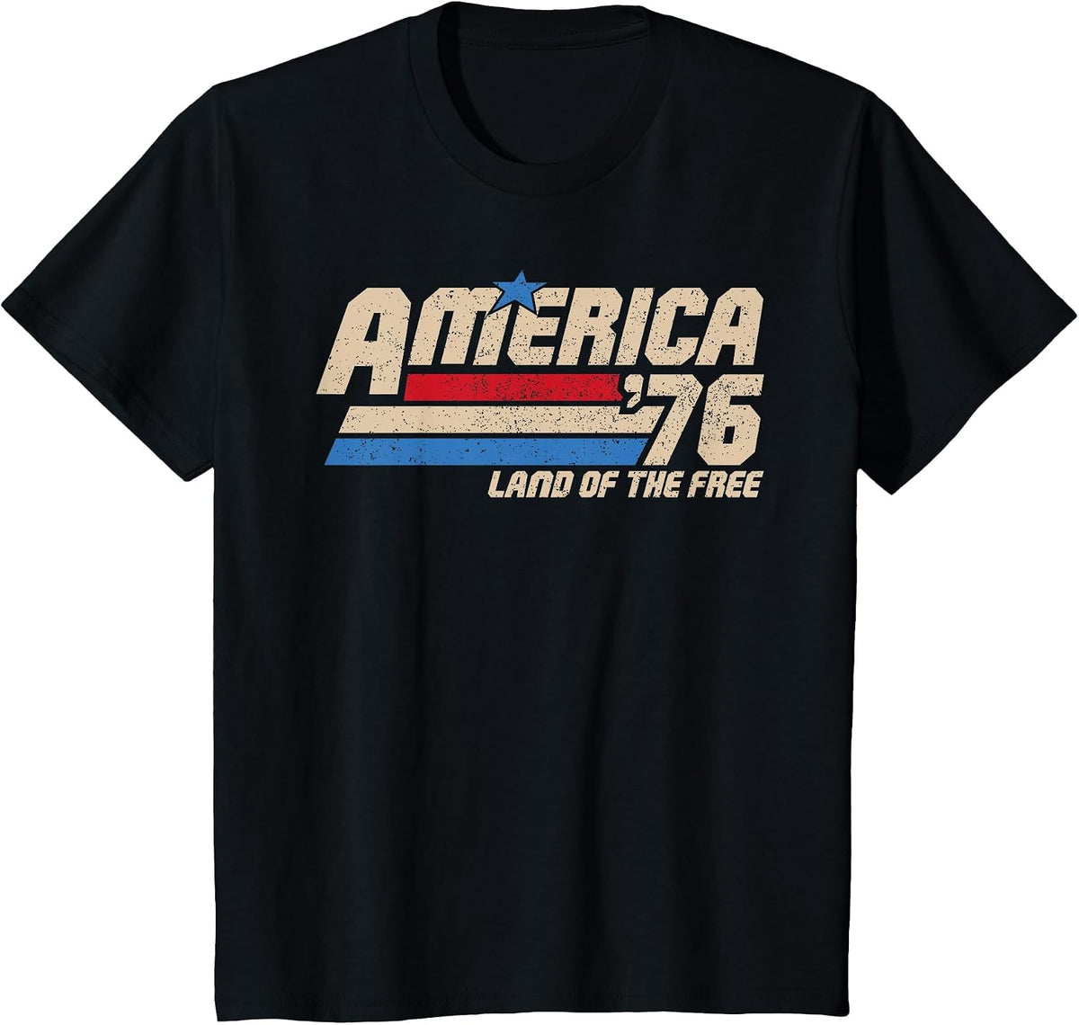 America 1776 Patriotic Vintage USA Flag Retro 4th of July T-Shirt - Black