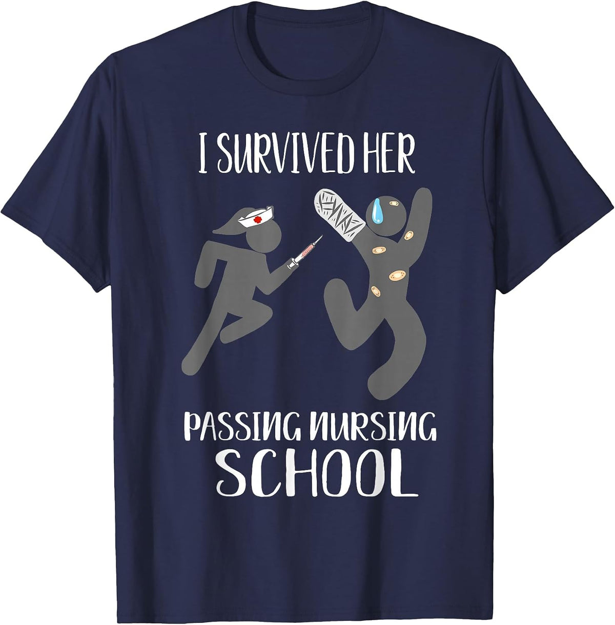 I Survived Her Passing Nursing School for Him Boyfriend Men T-Shirt - Navy Blue