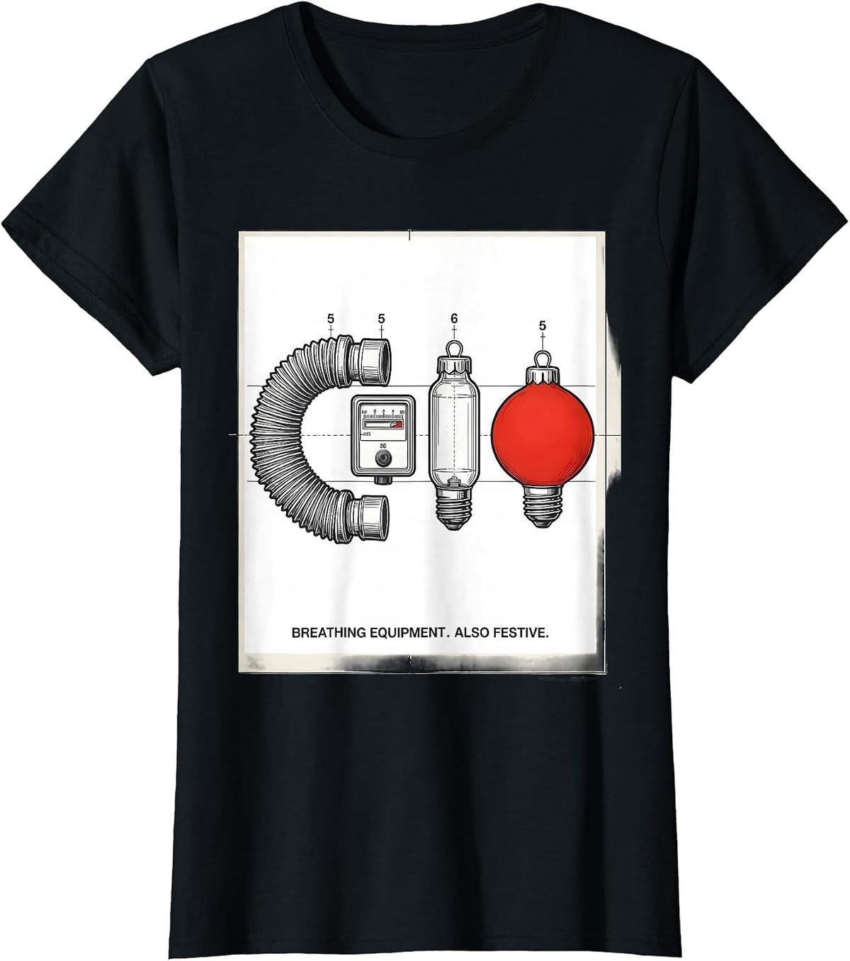Breathing Equipment Also Festive Respiratory Therapist T-Shirt - Black