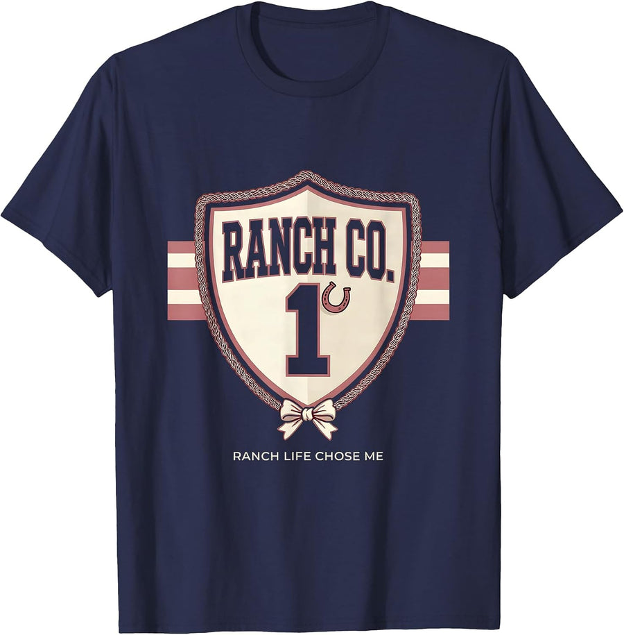 Ranch Life Chose Me Western Design T-Shirt - Navy Blue