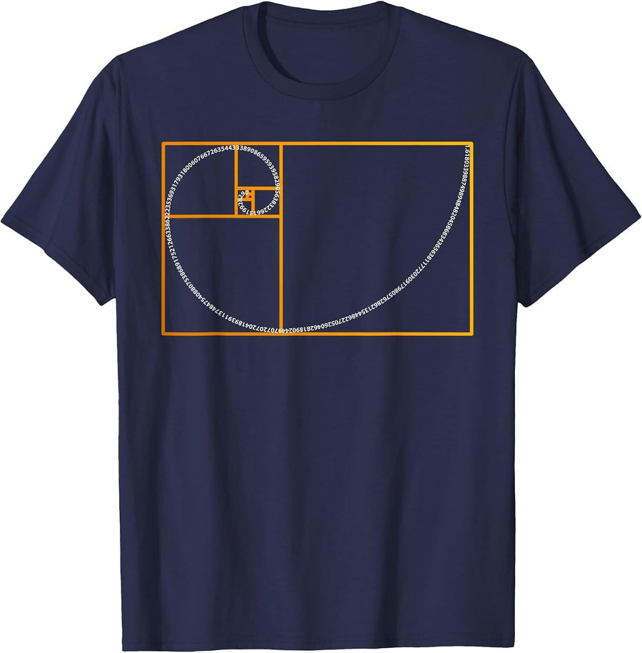 Golden Ratio Shirt Fibonacci Spiral Arc Perfect Geometry T-Shirt - Navy Blue
