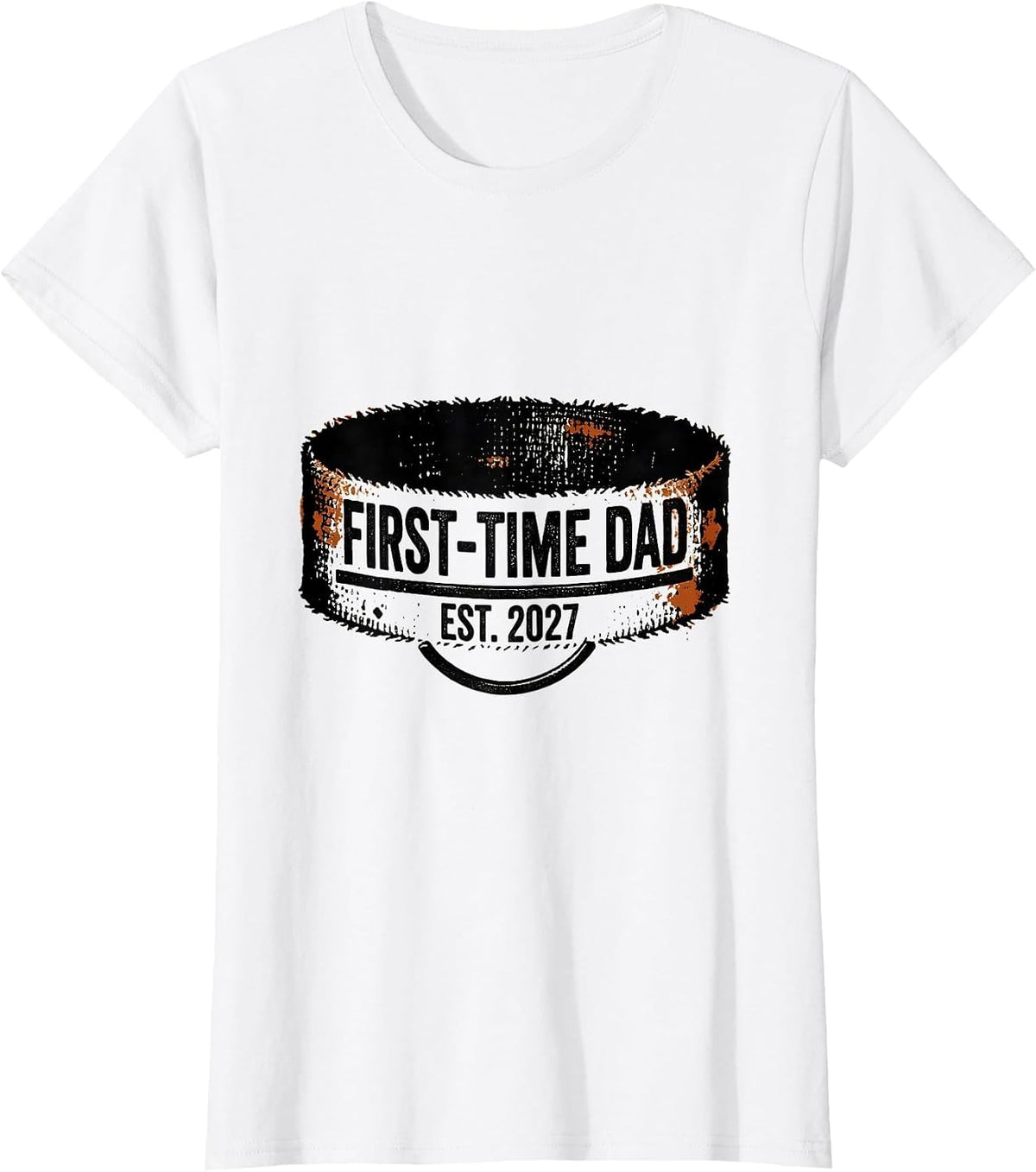 First-Time Dad Est. 2027 Rubber Stamp New Dad 2027 Gift T-Shirt - White