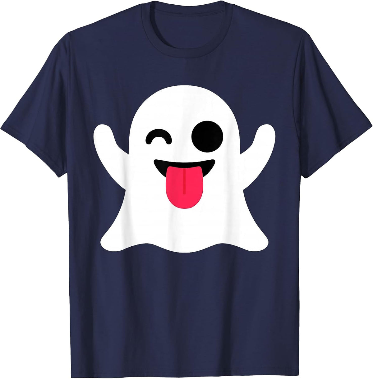 Funny Emoticon Cute Ghost Boo Face Halloween Costume T-Shirt - Navy Blue