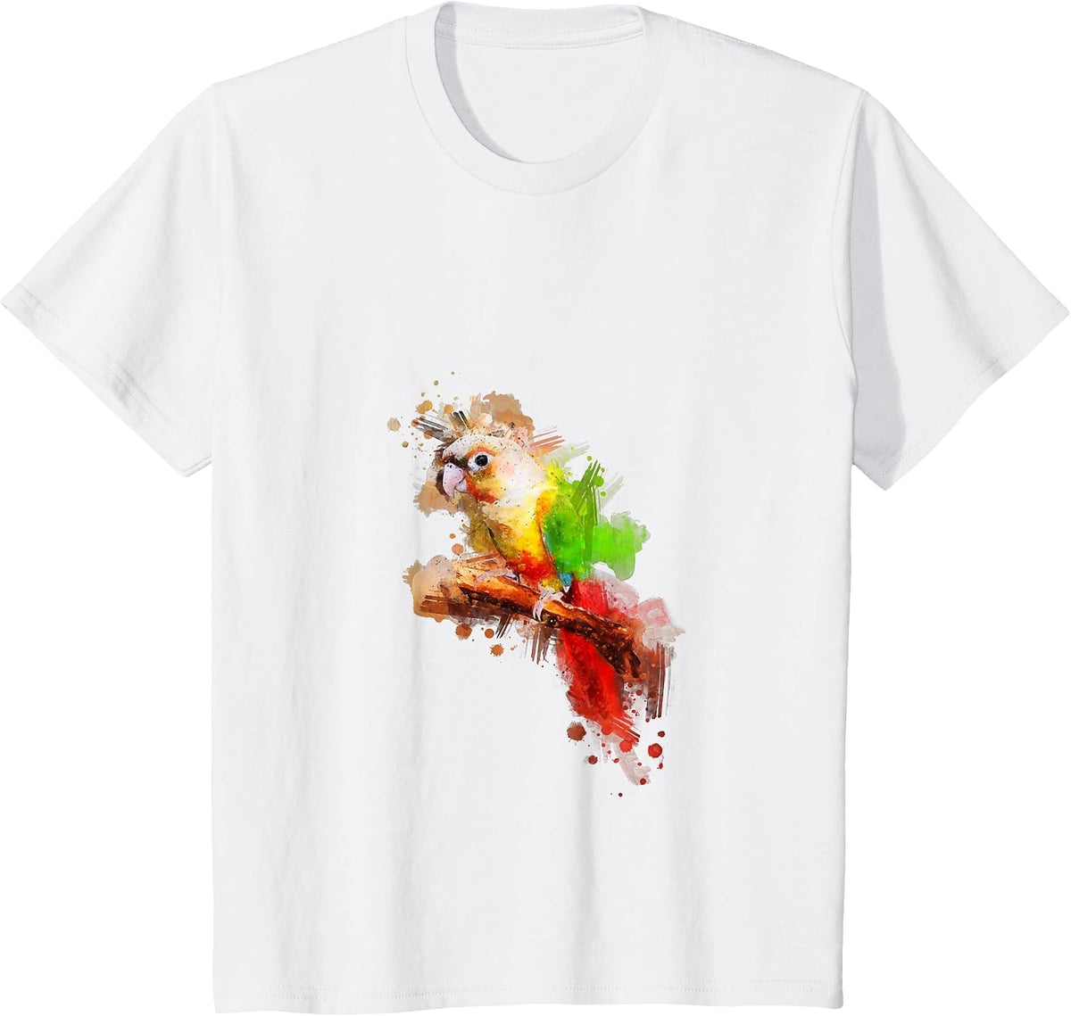Watercolor Pineapple Green Cheek Conure Parrot T-Shirt T-Shirt - White