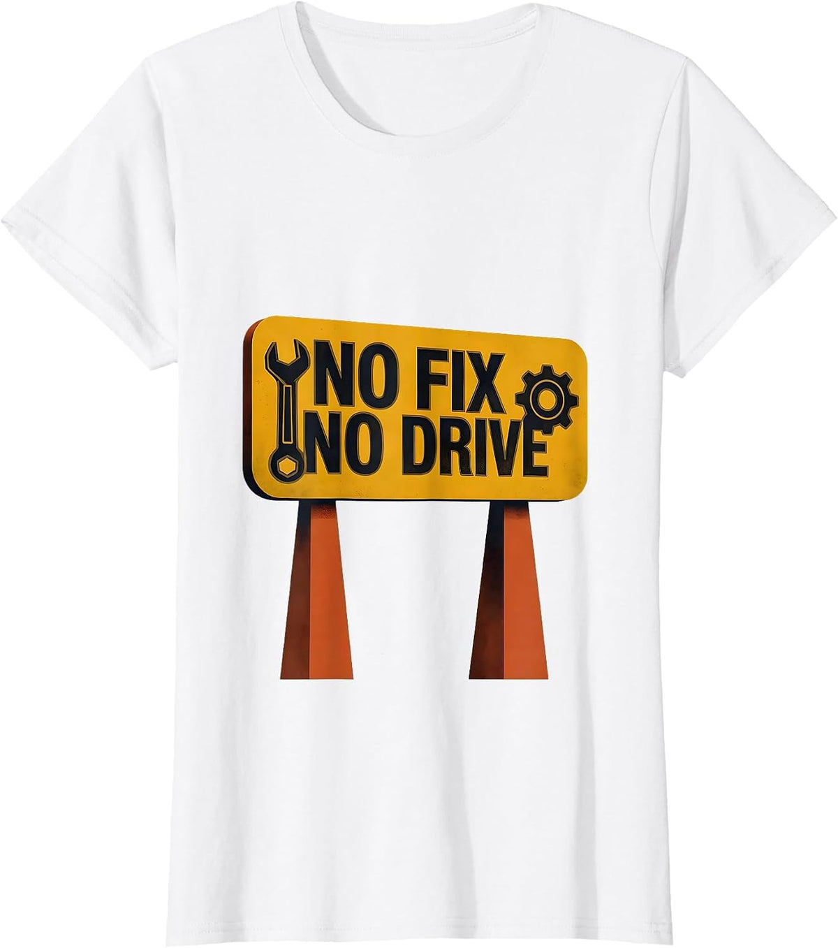 No Fix No Drive Mechanic Garage Design T-Shirt - White