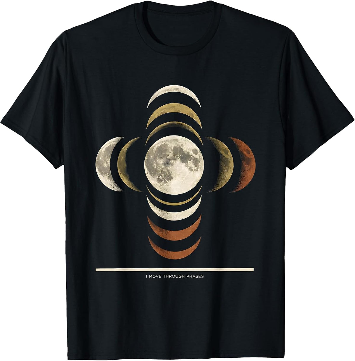 Men's I Move Through Phases Screenprint Lunar Phases Astrology T-Shirt - Black