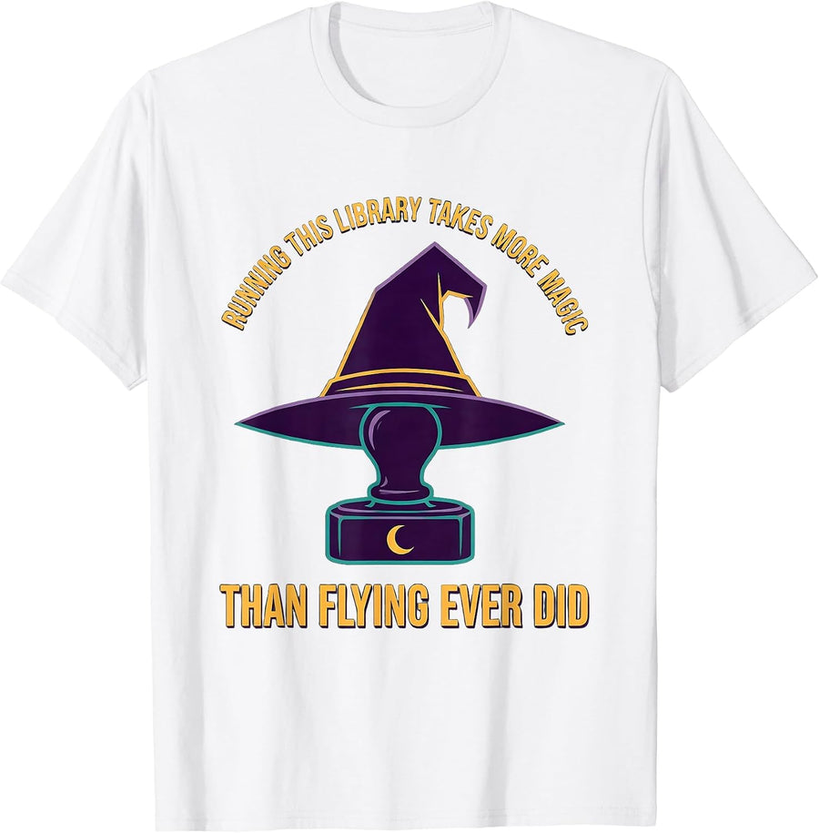 Men's Running This Library Takes More Magic Than Flying Ever Did T-Shirt - White