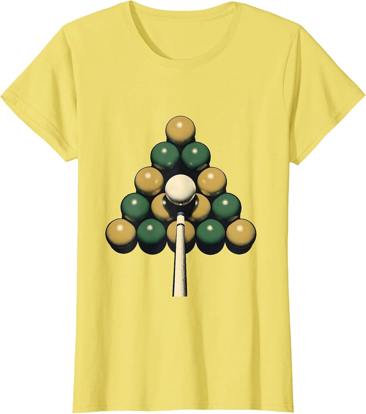 Cue Ball Rack Split Billiards Humor Player Gift T-Shirt - Lemon Yellow