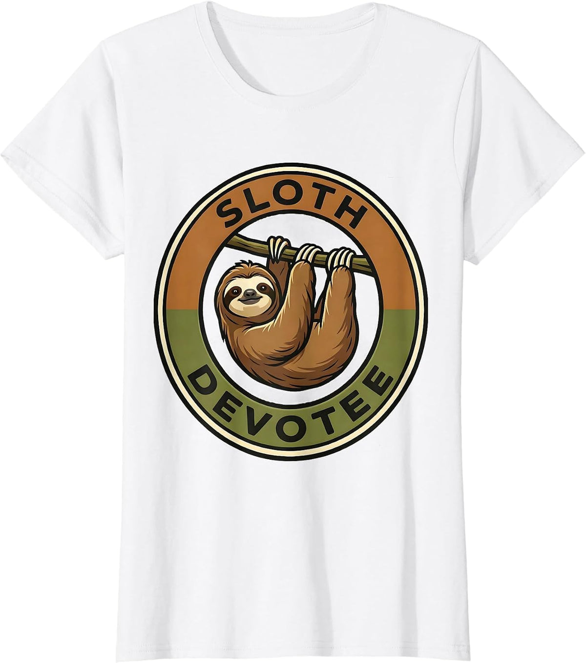 Sloth Devotee Minimalist Badge Patch Line Art Animal T-Shirt - White