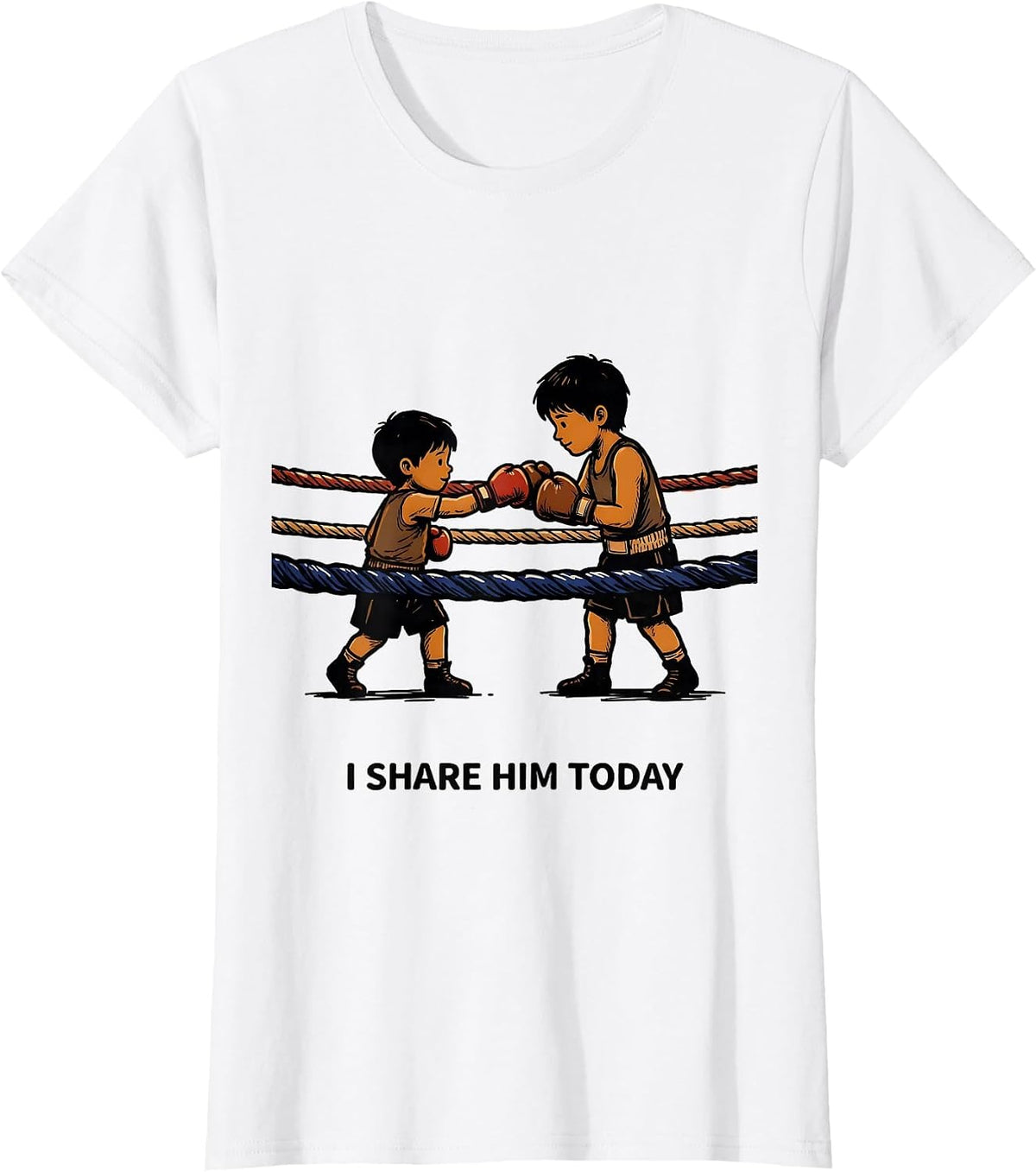I Share Him Today Boxing Theme Party Birthday Matching Kids T-Shirt - White