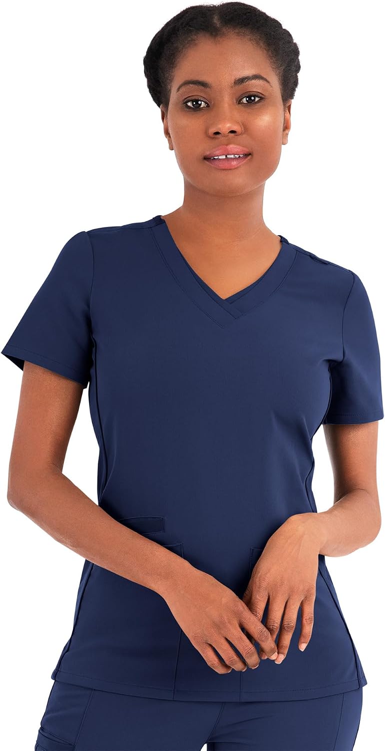 Maevn Matrix Pro Scrubs for Women Layered V-Neck Medical Scrub Top - Navy