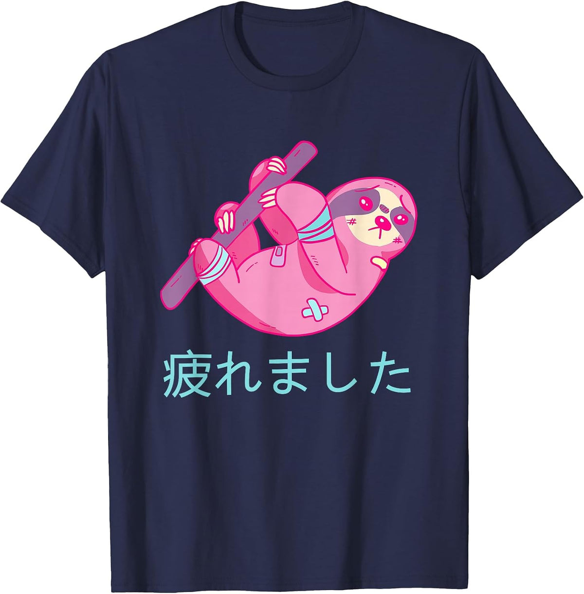 Yami Kawaii Sloth Pastel Goth T-Shirt - Navy Blue