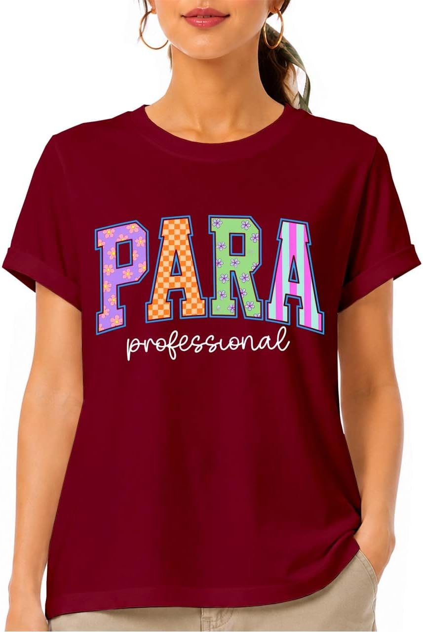 Paraprofessional Shirt para Educator Back to School T-Shirt for Women - Wine