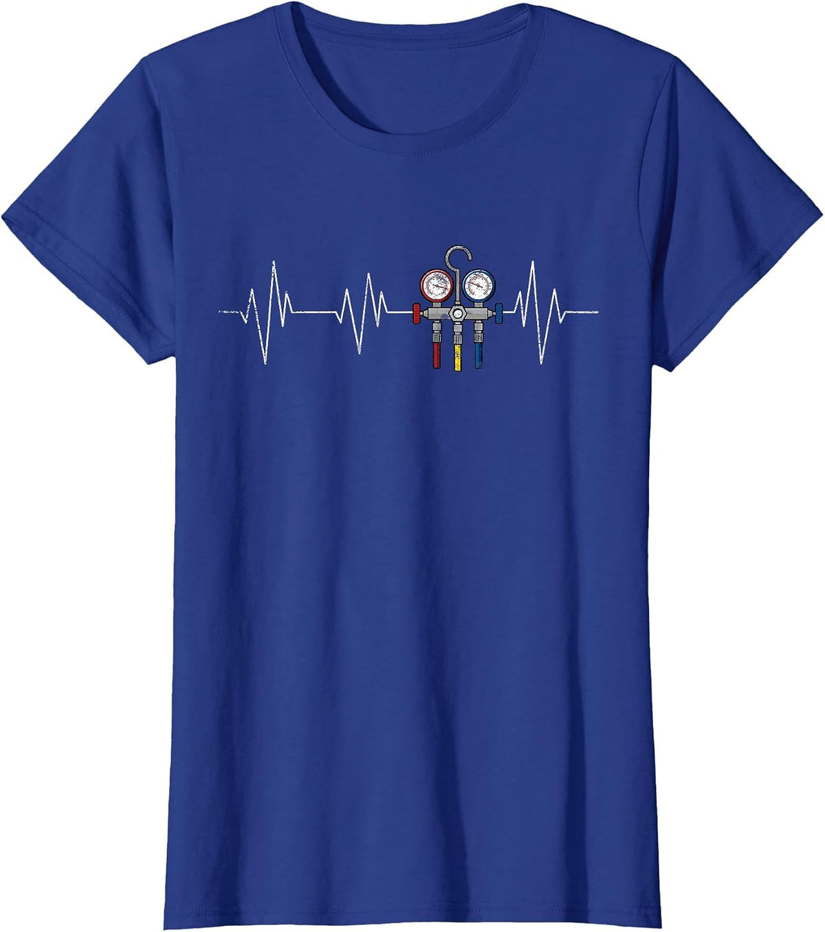 HVAC Technician EKG Heartbeat Vintage Funny HVAC Tech T-Shirt - Royal Blue