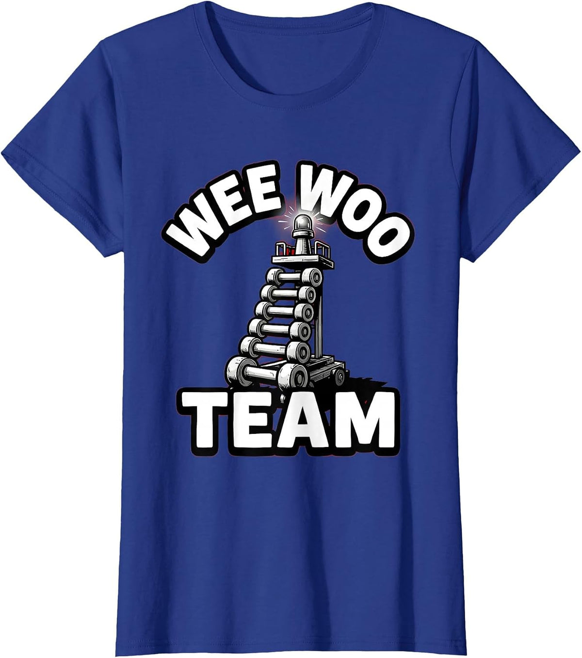 Women's Wee Woo Team Funny Firefighter Fire Truck Fireman Humor T-Shirt - Royal Blue