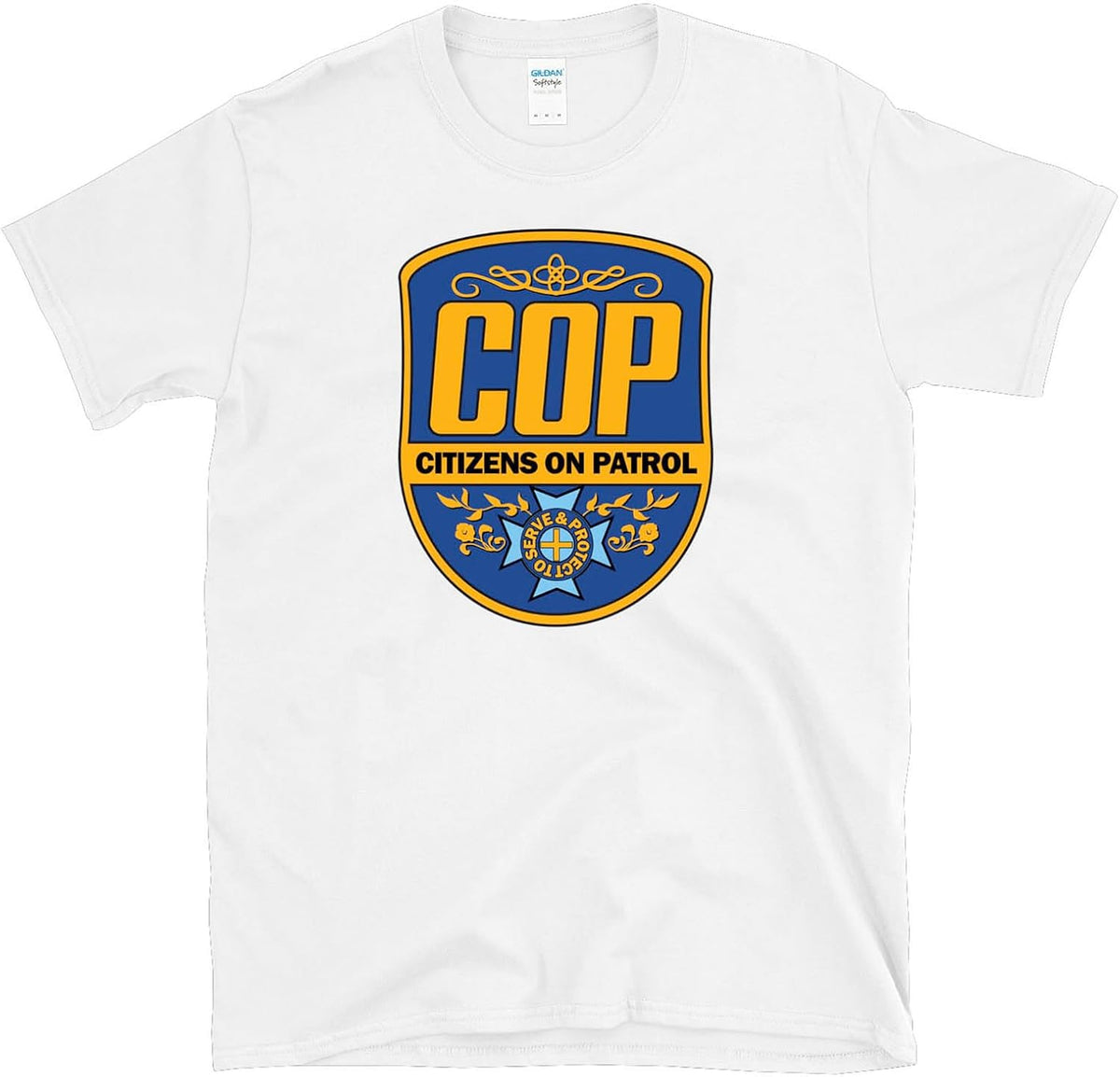 COP - Citizens On Patrol - Classic Logo Police Parody Cosplay T-Shirt - White