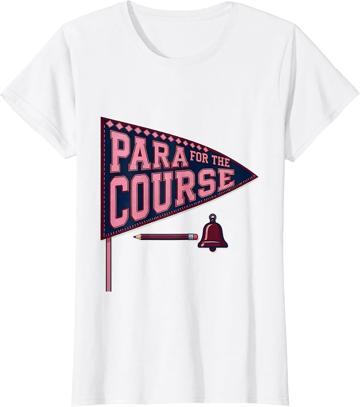 Women's Para For The Course Sparkle Varsity Back To School T-Shirt - White