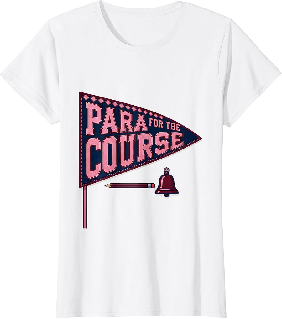 Women's Para For The Course Sparkle Varsity Back To School T-Shirt - White