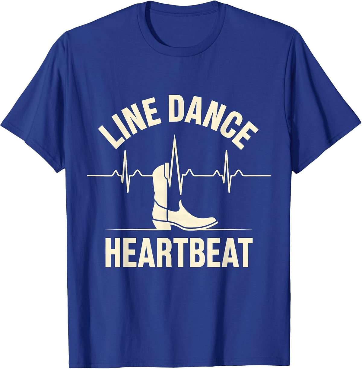 Men's Line Dance Heartbeat EKG Pulse Line Dancing Hobby Pride T-Shirt - Royal Blue