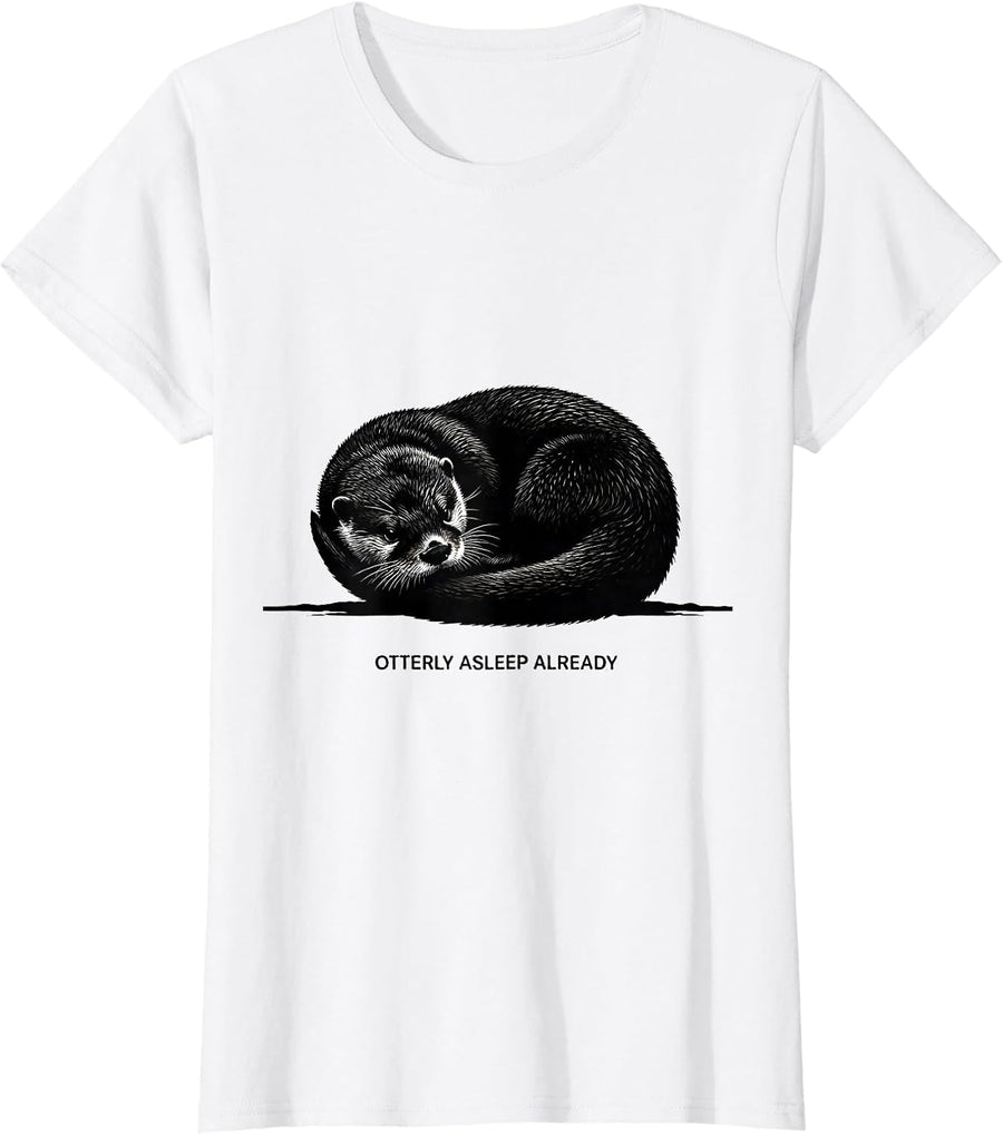 Women's Otterly Asleep Already Funny Otter Lover Gift For Kids Teens T-Shirt - White
