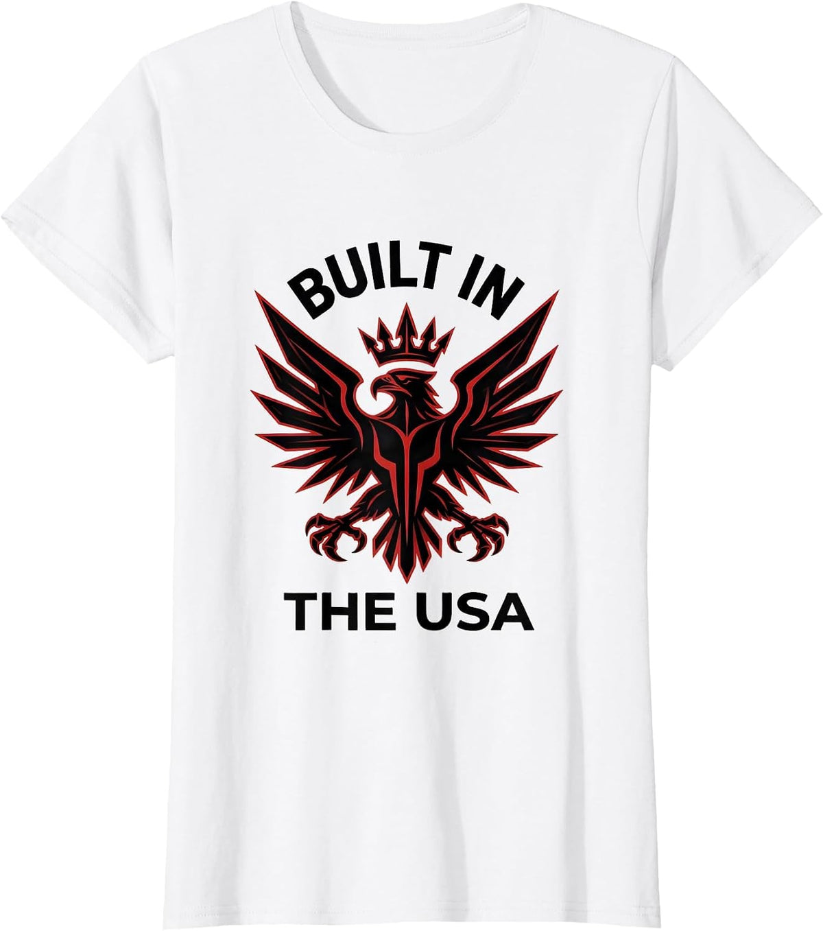 Women's Built in the USA American Pride Graphic Design T-Shirt - White