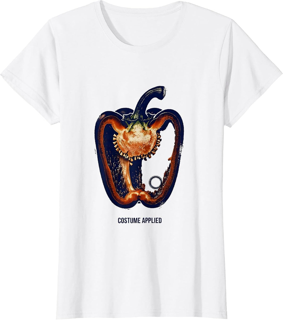 Costume Applied Pepper Rubber Stamp Halloween Produce T-Shirt - White