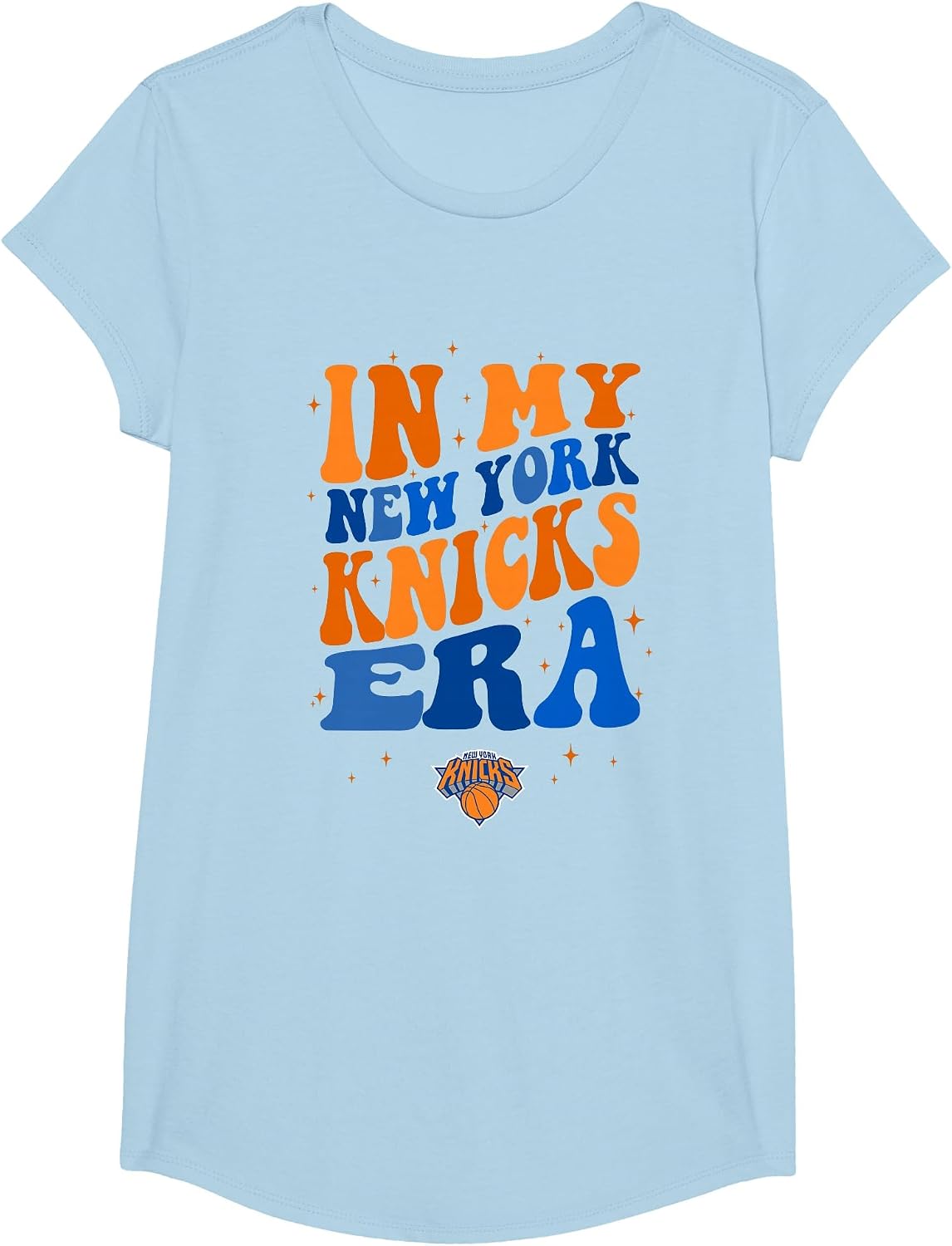 NBA in My New York Knicks Era Retro Wave Logo T-Shirt - Girls Baby Blue