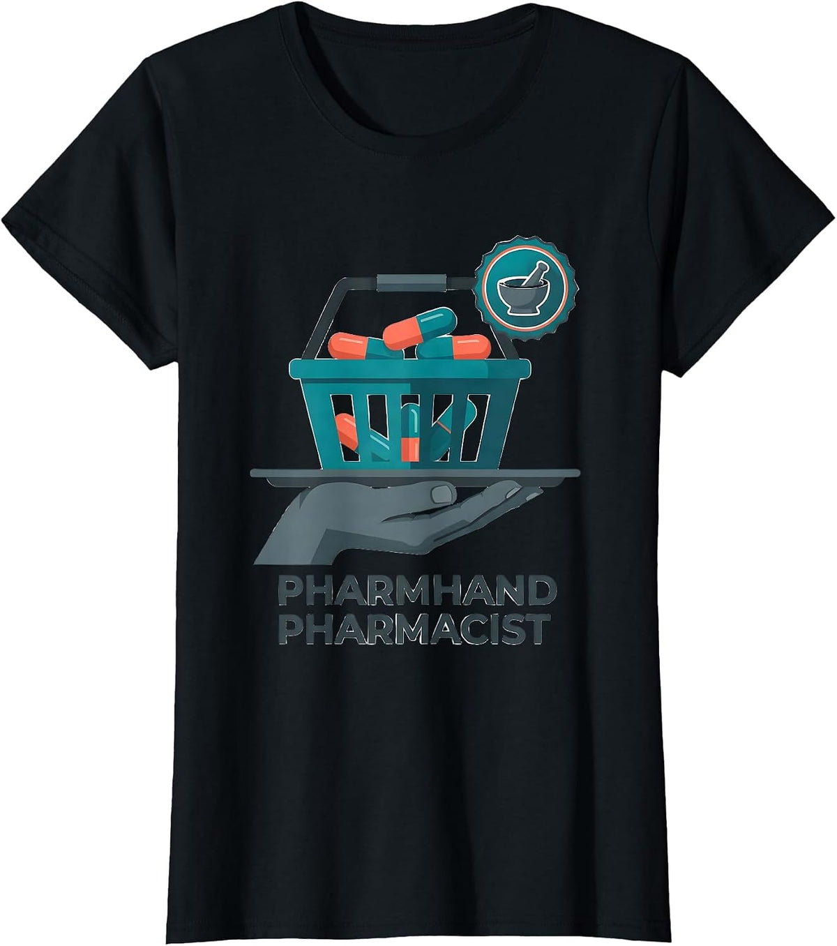 Pharmhand Pharmacist Funny Pharmacy Tech Occupation Humor T-Shirt - Black