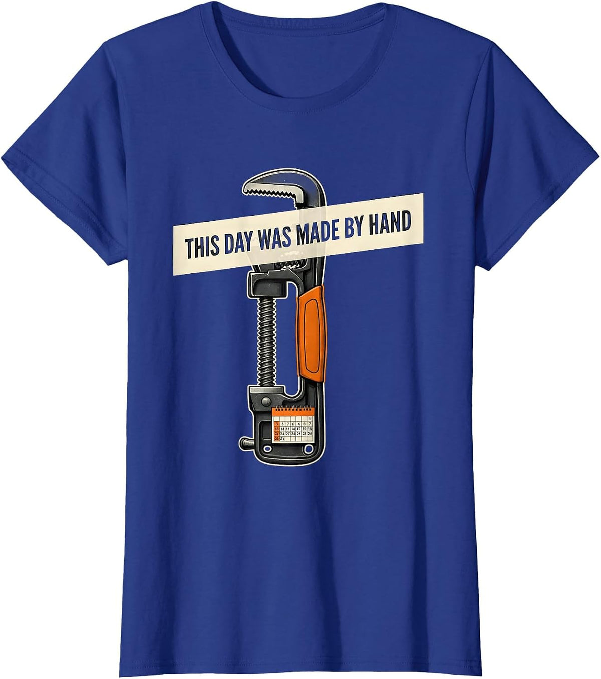 Women's This Day Was Made By Hand Funny Blue Collar Labor Day Gift T-Shirt - Royal Blue