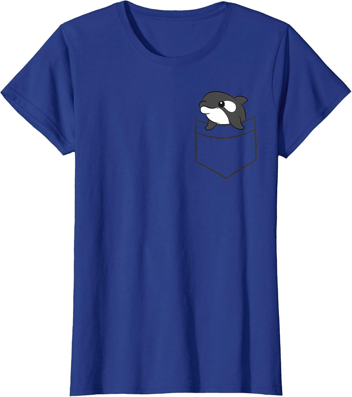 Killer Whale in The Pocket Ocean Sea Love Orcas T-Shirt - Royal Blue